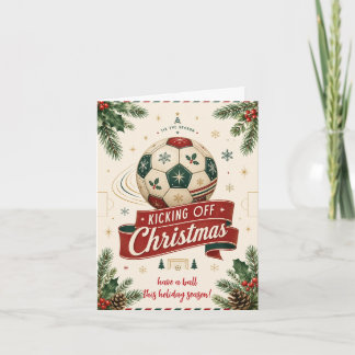 Vintage-Weihnachts-Fußball-Grußkarten Feiertagskarte