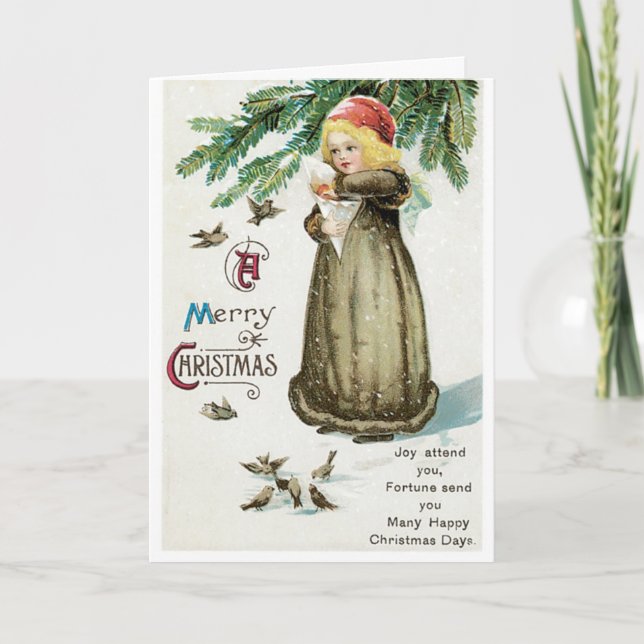 Vintage Weihnachts-Grüße Feiertagskarte (Vorderseite)