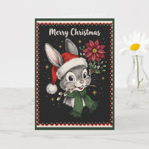 Vintage-Weihnachts-Hasen-Kaninchen-Urlaubskarte Karte