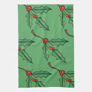 Vintage-Weihnachts-Holly-Küchenhandtuch-Geschenk Geschirrtuch