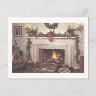 Vintage Weihnachts-Kamin Feiertagspostkarte
