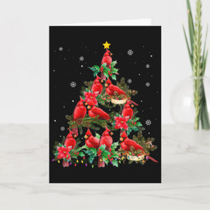 Vintage-Weihnachts-Kardinalvögel-Baumlichter Lusti Karte