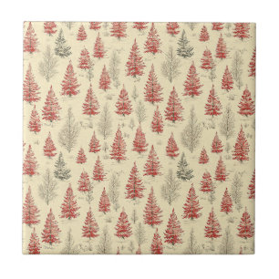 Vintage-Weihnachts-Kiefernbaum-Muster (1) Fliese