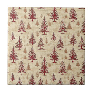 Vintage-Weihnachts-Kiefernbaum-Muster (4) Fliese