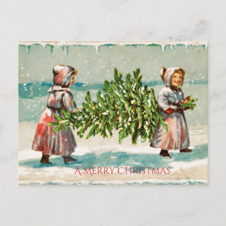 Vintage Weihnachts-Kinder-Grußkarte Postkarte