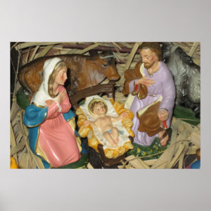 Vintage Weihnachts-Krippenszene Poster