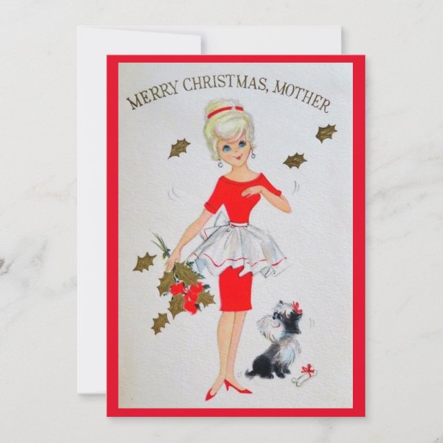 Vintage Weihnachts-Muttertagskarte Feiertagskarte (Vorderseite)