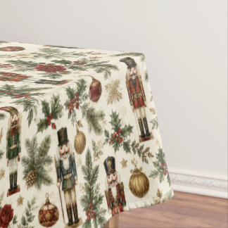 Vintage-Weihnachts-Nussknacker-Soldat-Blumen Tischdecke