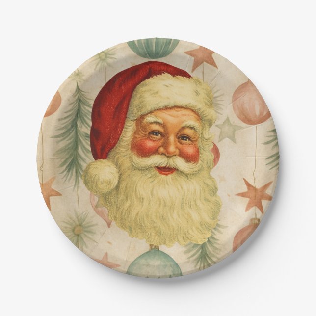 Vintage-Weihnachts-Papierteller Pappteller (Vorderseite)
