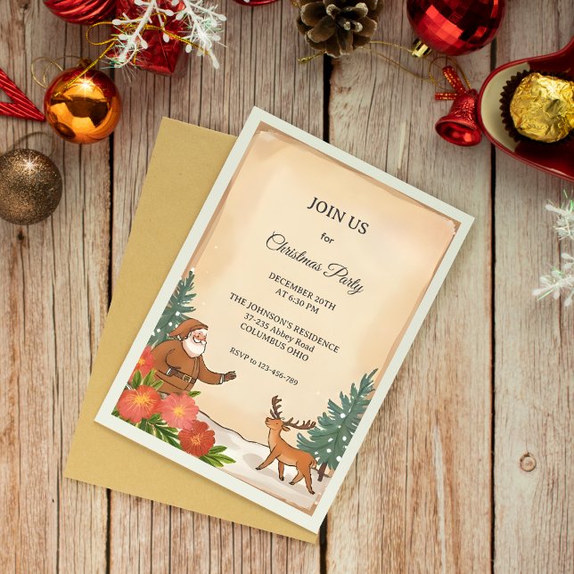 Vintage Weihnachts-Party HandGezeichnet Urlaub Einladung (Von Creator hochgeladen)