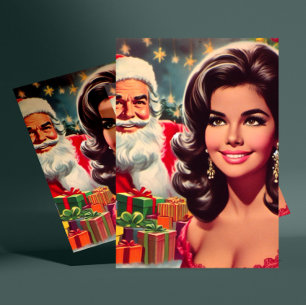 Vintage-Weihnachts-Pin-up Postkarte