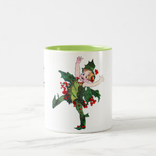 Vintage Weihnachts-Pixies Zweifarbige Tasse