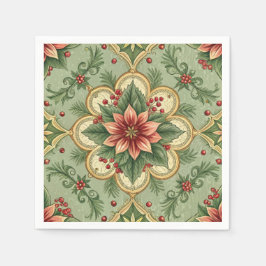 Vintage-Weihnachts-Poinsettie  Serviette