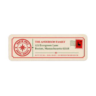 Vintage-Weihnachts-Rücksendeadresse Nordpol
