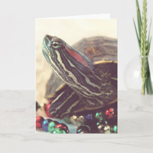 Vintage-Weihnachts-Schmuckschildkröte Feiertagskarte