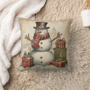 Vintage-Weihnachts-Schneemann Kissen