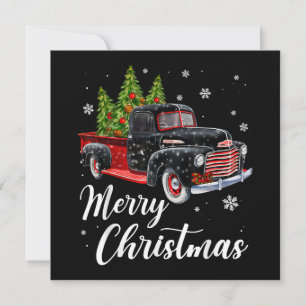 Vintage Weihnachts Shirt Tree auf Autos roter LKW Dankeskarte
