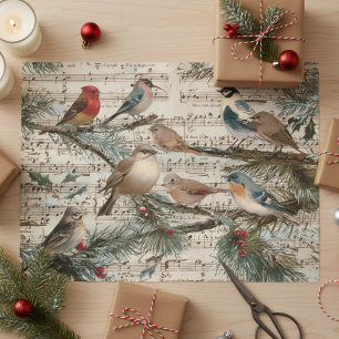 Vintage-Weihnachts-Singvögel Winter Seidenpapier