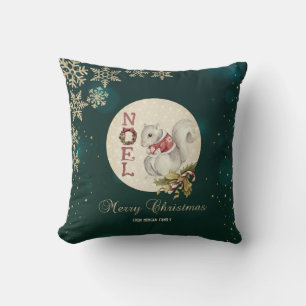 Vintage Weihnachts-Squirrel, Schneeflocken Kissen
