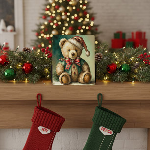 Vintage-Weihnachts-Teddybär Fotoplatte