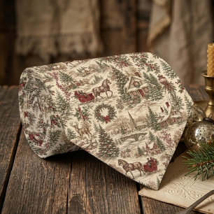 Vintage-Weihnachts-Toile-Geschenkpapier Hirsche Krawatte