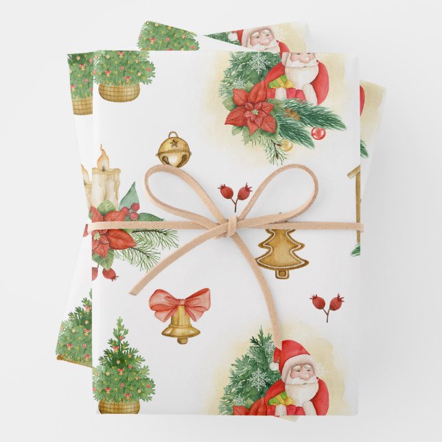 Vintage Weihnachts- und Weihnachtsdekorationen Geschenkpapier Set (Beispiel)