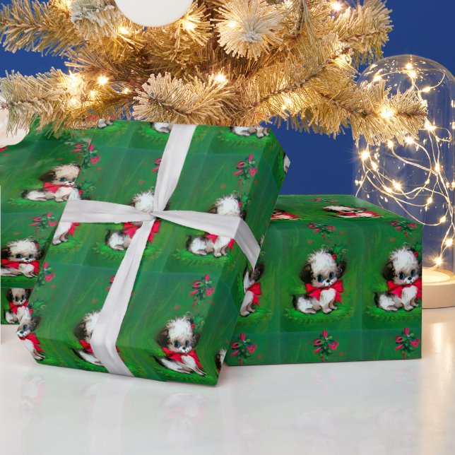 Vintage Weihnachts Welpe Holiday Packung Geschenkpapier (Feiertage)
