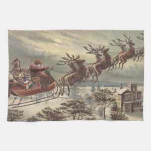 Vintage Weihnachtsabend viktorianischer Weihnachts Geschirrtuch