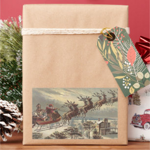 Vintage Weihnachtsabend viktorianischer Weihnachts Rechteckiger Aufkleber