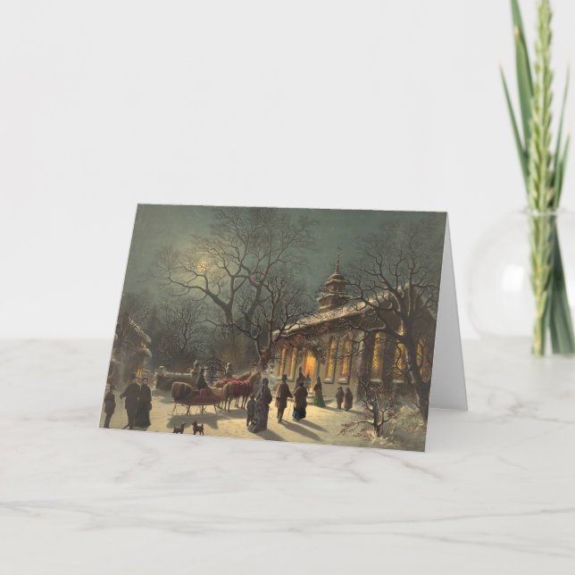 Vintage Weihnachtsabends-Karte Feiertagskarte (Vorderseite)