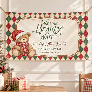 Vintage-Weihnachtsbär Elegante Babyparty Banner