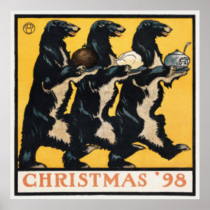 Vintage-Weihnachtsbär Poster