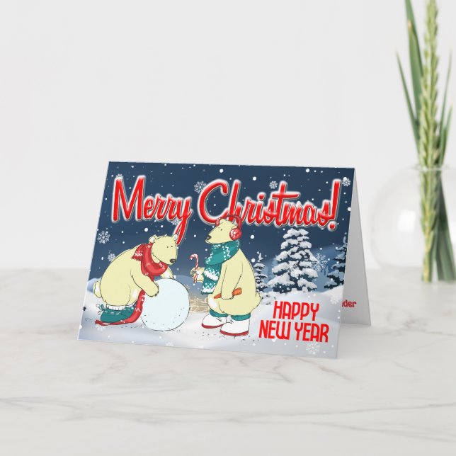 Vintage Weihnachtsbären nach Maß Feiertagskarte (Vorderseite)