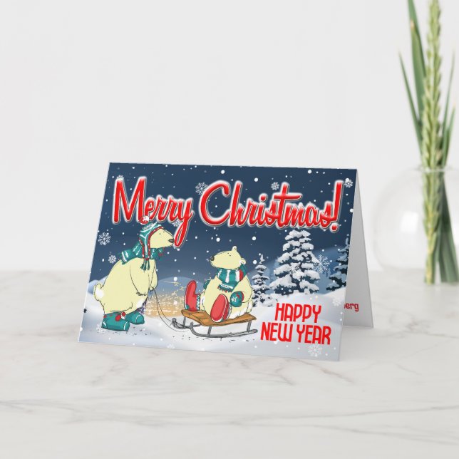 Vintage Weihnachtsbären nach Maß Feiertagskarte (Vorderseite)