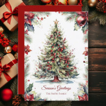 Vintage-Weihnachtsbaum botanische Weihnachtskarte
