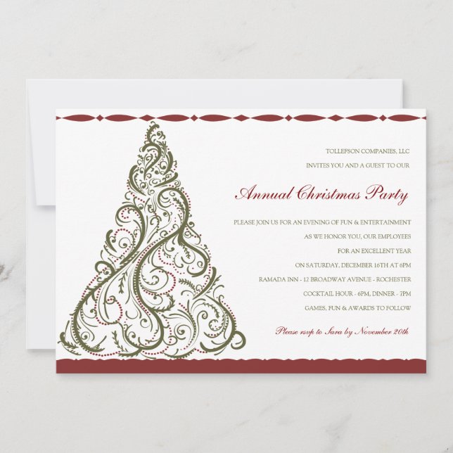 Vintage Weihnachtsbaum-Einladung Einladung (Vorderseite)