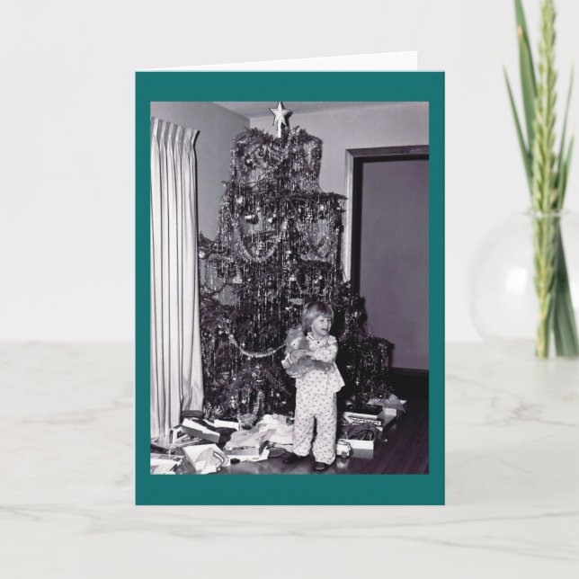 Vintage-Weihnachtsbaum Feiertagskarte (Vorderseite)