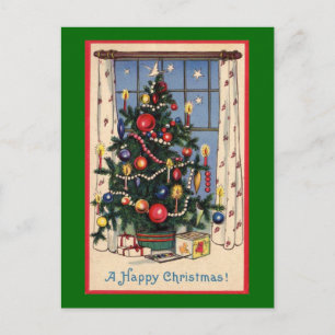 Vintage-Weihnachtsbaum Feiertagspostkarte
