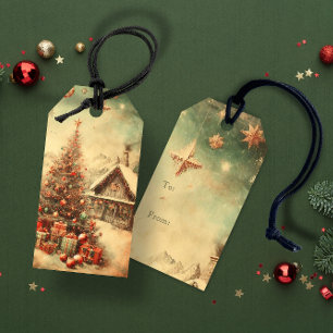 Vintage-Weihnachtsbaum Geschenkanhänger