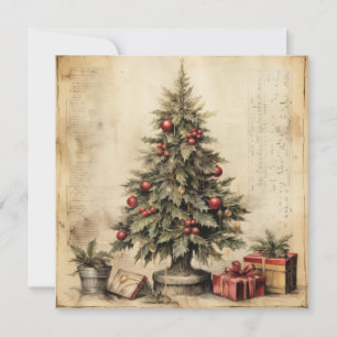 Vintage-Weihnachtsbaum-Grußkarte Feiertagskarte