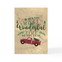 Vintage-Weihnachtsbaum-LKW mit freudigem Zitat
