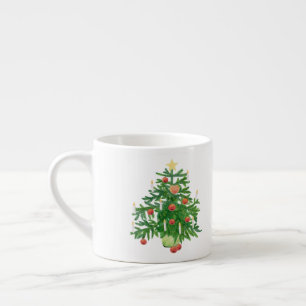 Vintage-Weihnachtsbaum mit einem Stern- und Herzpl Espressotasse