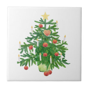 Vintage-Weihnachtsbaum mit einem weißen Stern Fliese