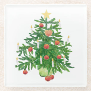 Vintage-Weihnachtsbaum mit einem weißen Stern Glasuntersetzer