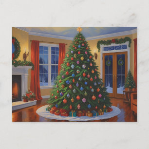Vintage-Weihnachtsbaum mit Geschenken Feiertagspostkarte