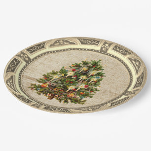 Vintage-Weihnachtsbaum-Papierteller Pappteller