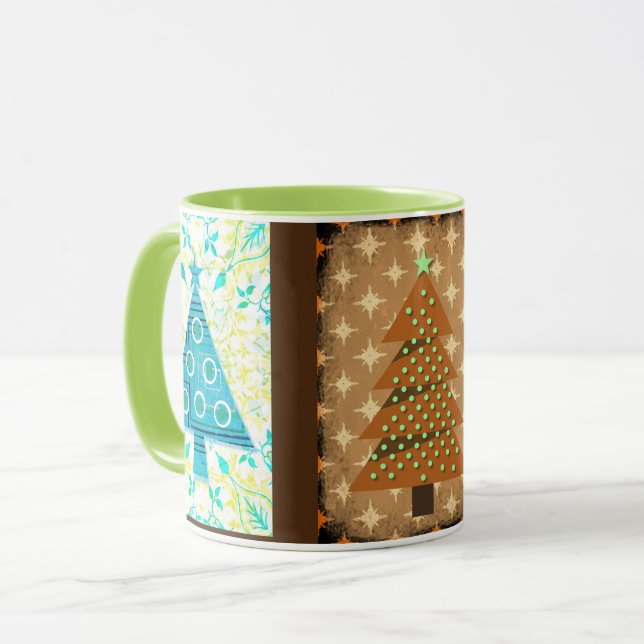 Vintage Weihnachtsbäume Art Tasse Cup (Vorderseite Links)