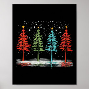 Vintage-Weihnachtsbäume Handzeichnung Weihnachtsba Poster