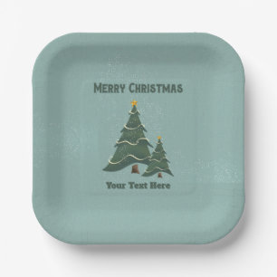 Vintage Weihnachtsbäume Pappteller