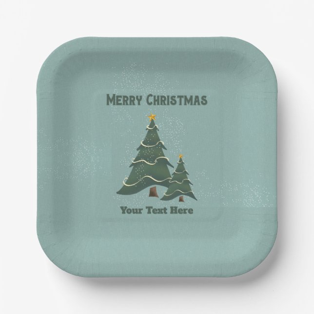 Vintage Weihnachtsbäume Pappteller (Vorderseite)